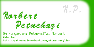 norbert petnehazi business card